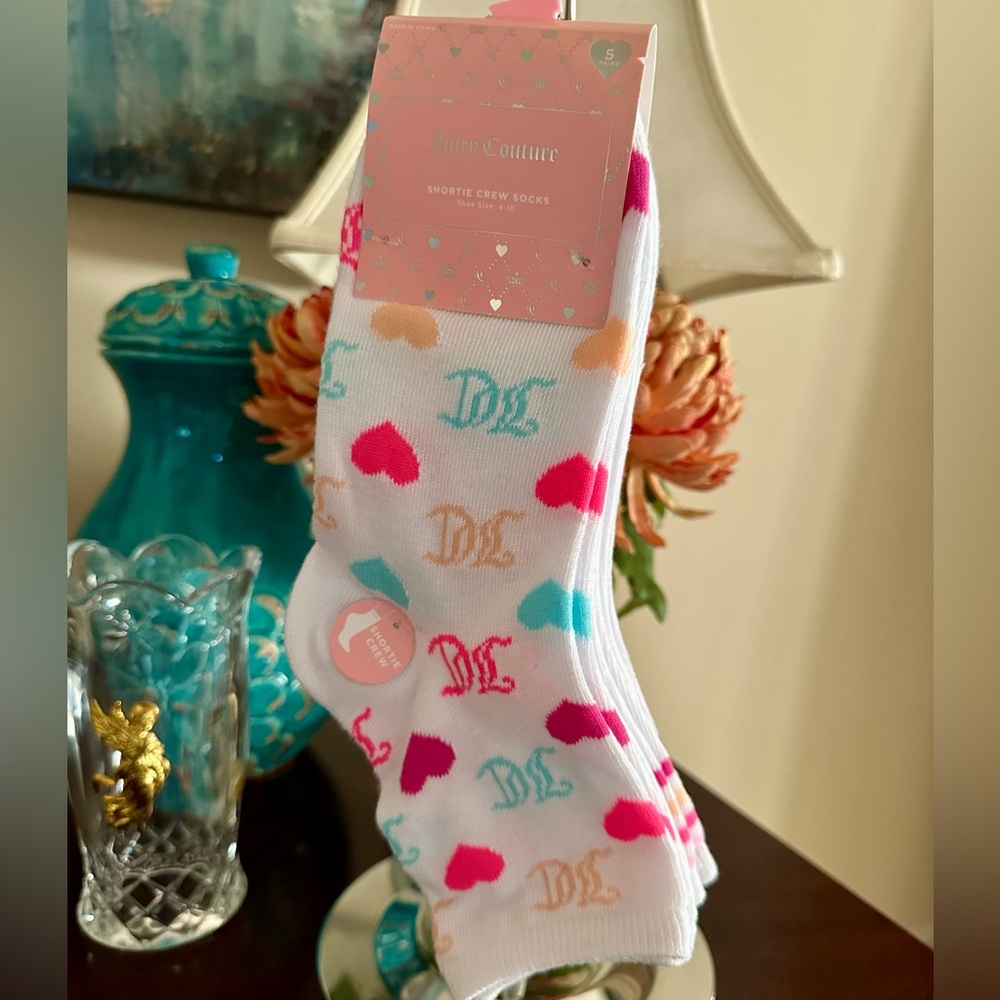 NWT Juicy Couture 5 pack shortie crew socks fits shoe size 4-10